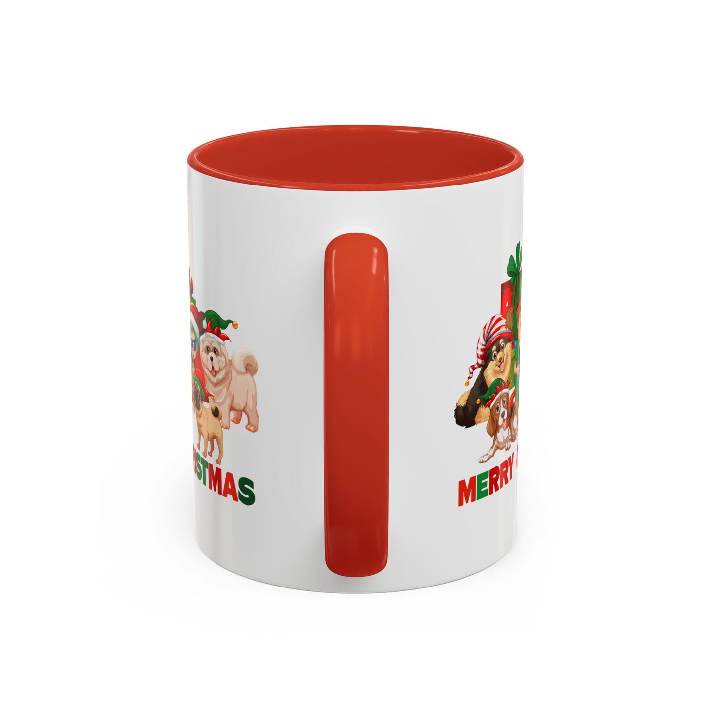 Accent Coffee Mug - Christmas with super kiddo pet friends with text