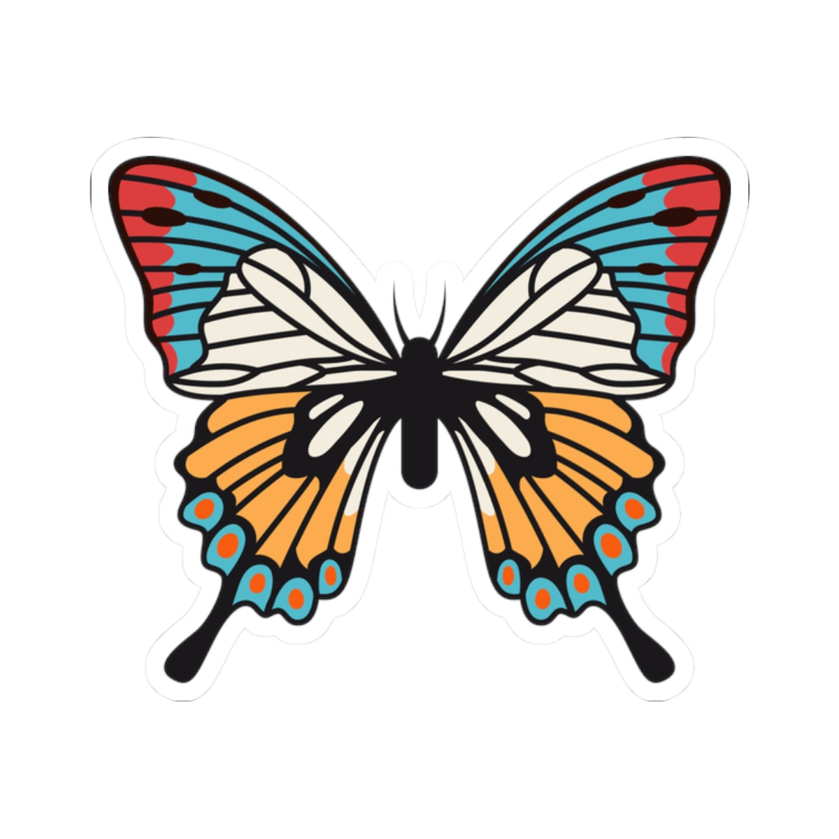 Kiss-Cut Stickers -Green - orange butterfly