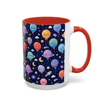 Accent Coffee Mug (11/15 oz) - Kawaii Space Balloon Planet