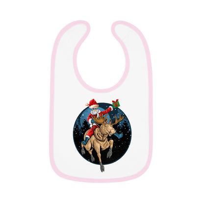 Baby Bib - Super kiddo riding a reindeer - [[{"value":"Wonderwear Kid"}]]