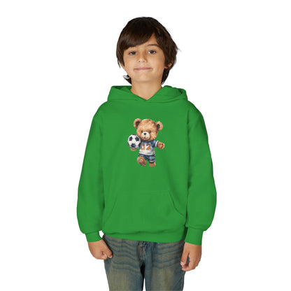 Kids Soccer Bear Hoodie Printify