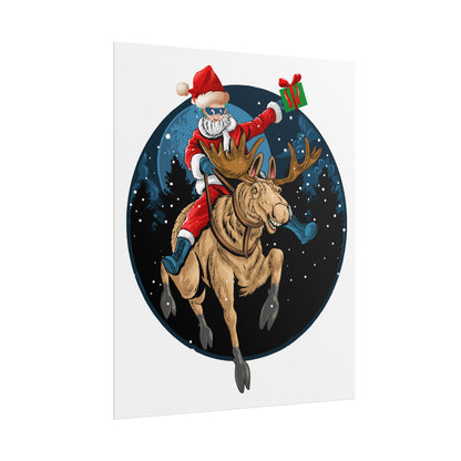 Rolled Posters - Super kiddo riding a reindeer - [[{"value":"Wonderwear Kid"}]]