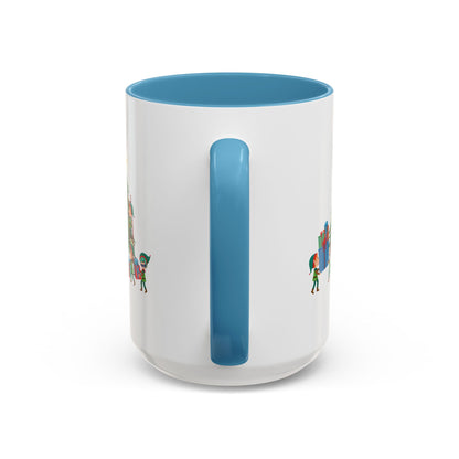 Accent Coffee Mug - Super kiddo putting gifts on christmas tree - [[{"value":"Wonderwear Kid"}]]