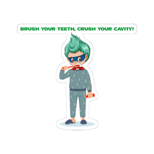 Kiss-Cut Stickers - Super kiddo brushing teeth - [[{"value":"Wonderwear Kid"}]]