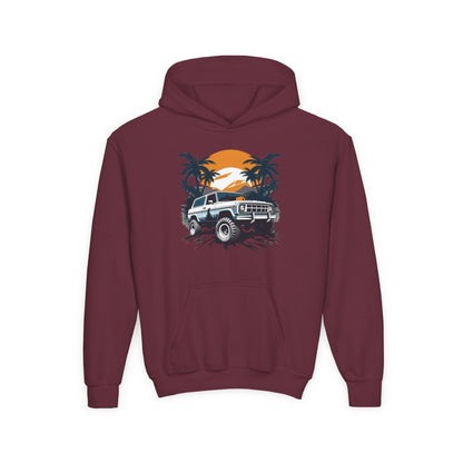 Youth Heavy Blend Hooded Sweatshirt - Off road car Printify