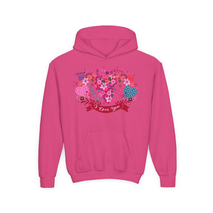 Youth Heavy Blend Hooded Sweatshirt - I love you Printify