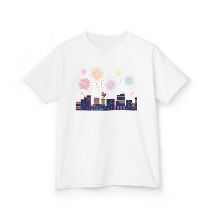 Kids Heavy Cotton™ Tee - Super kiddo with fireworks - [[{"value":"Wonderwear Kid"}]]