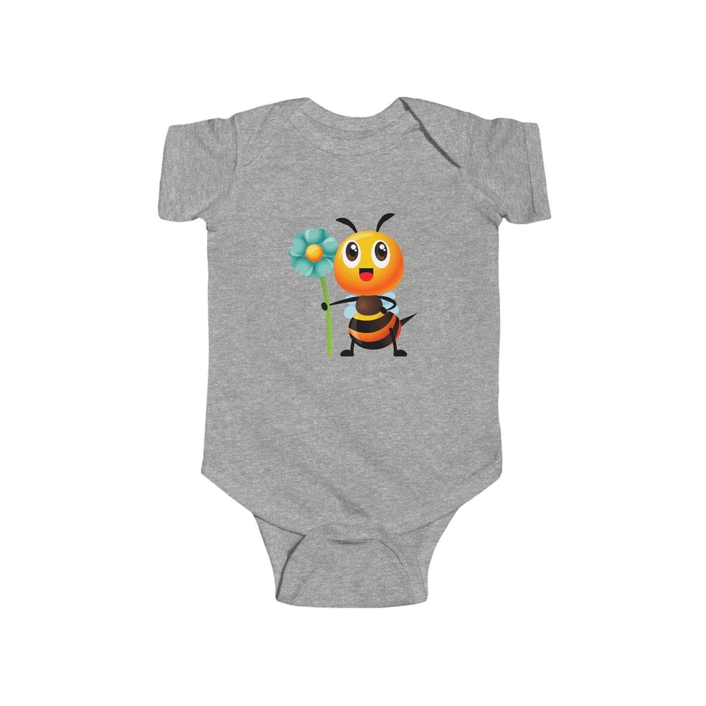 Infant Fine Jersey Bodysuit - Bee holding mint green flower