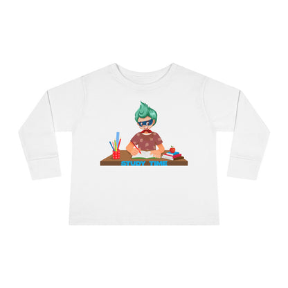 Toddler Long Sleeve Tee - Super kiddo studying - [[{"value":"Wonderwear Kid"}]]