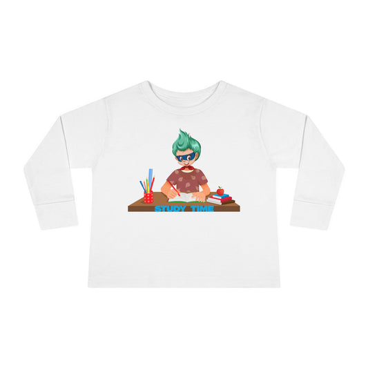 Toddler Long Sleeve Tee - Super kiddo studying - [[{"value":"Wonderwear Kid"}]]