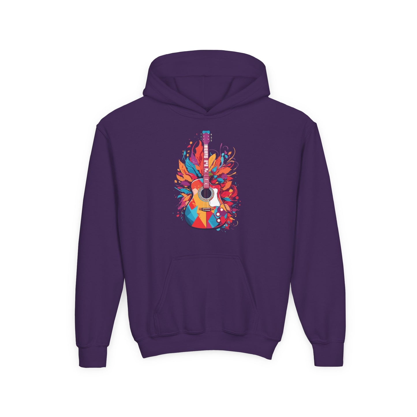 Youth Heavy Blend Hooded Sweatshirt - Colorful Guitar