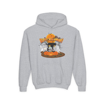 Youth Heavy Blend Hooded Sweatshirt - Super kiddo with ghost - [[{"value":"Wonderwear Kid"}]]