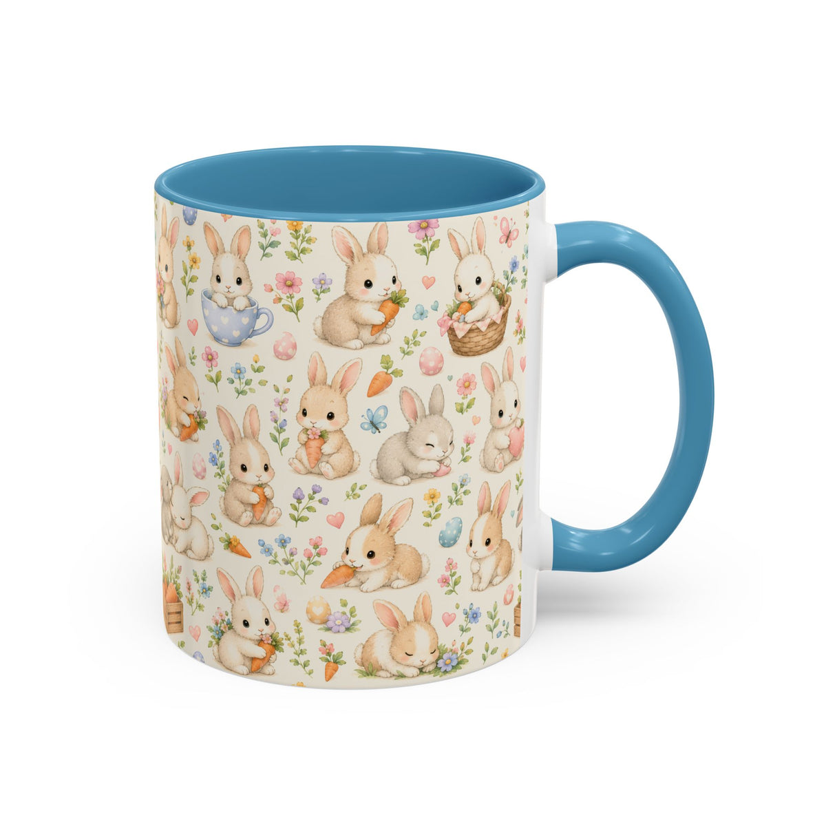Accent Coffee Mug  (11/15 oz) - Pastel Bunny Garden Easter
