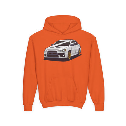 Youth Heavy Blend Hooded Sweatshirt - White car Printify