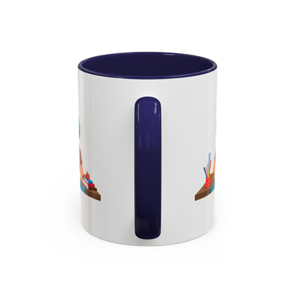 Accent Coffee Mug - Super kiddo studying - [[{"value":"Wonderwear Kid"}]]