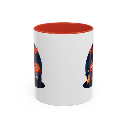 Accent Coffee Mug - Super kiddo wearing pumpkin - [[{"value":"Wonderwear Kid"}]]