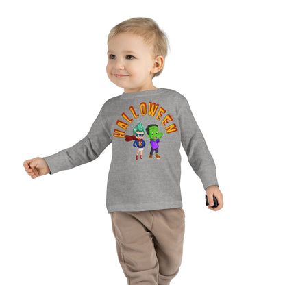 Toddler Long Sleeve Tee - Holloween with super kiddo Printify