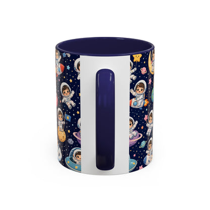 Accent Coffee Mug  (11/15 oz) - Kawaii Astronauts in a Starry Space Adventure