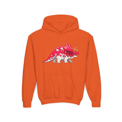Youth hoodie with fun triceratops dinosaur design Printify