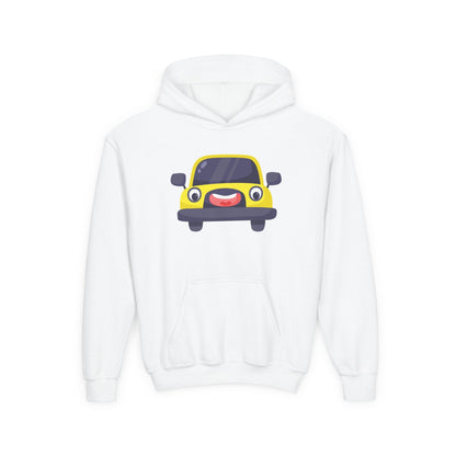 Kids Yellow Car Hoodie Printify