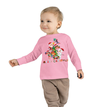 Toddler Long Sleeve Tee - Super kiddo making christmas tree with text - [[{"value":"Wonderwear Kid"}]]