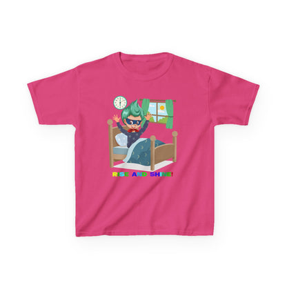 Kids Heavy Cotton™ Tee - Super kiddo teaches us to wake up early - [[{"value":"Wonderwear Kid"}]]