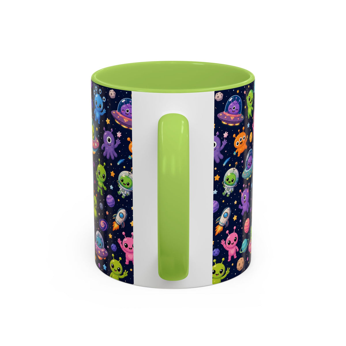 Accent Coffee Mug  (11/15 oz) - Cheerful Cartoon Alien Space