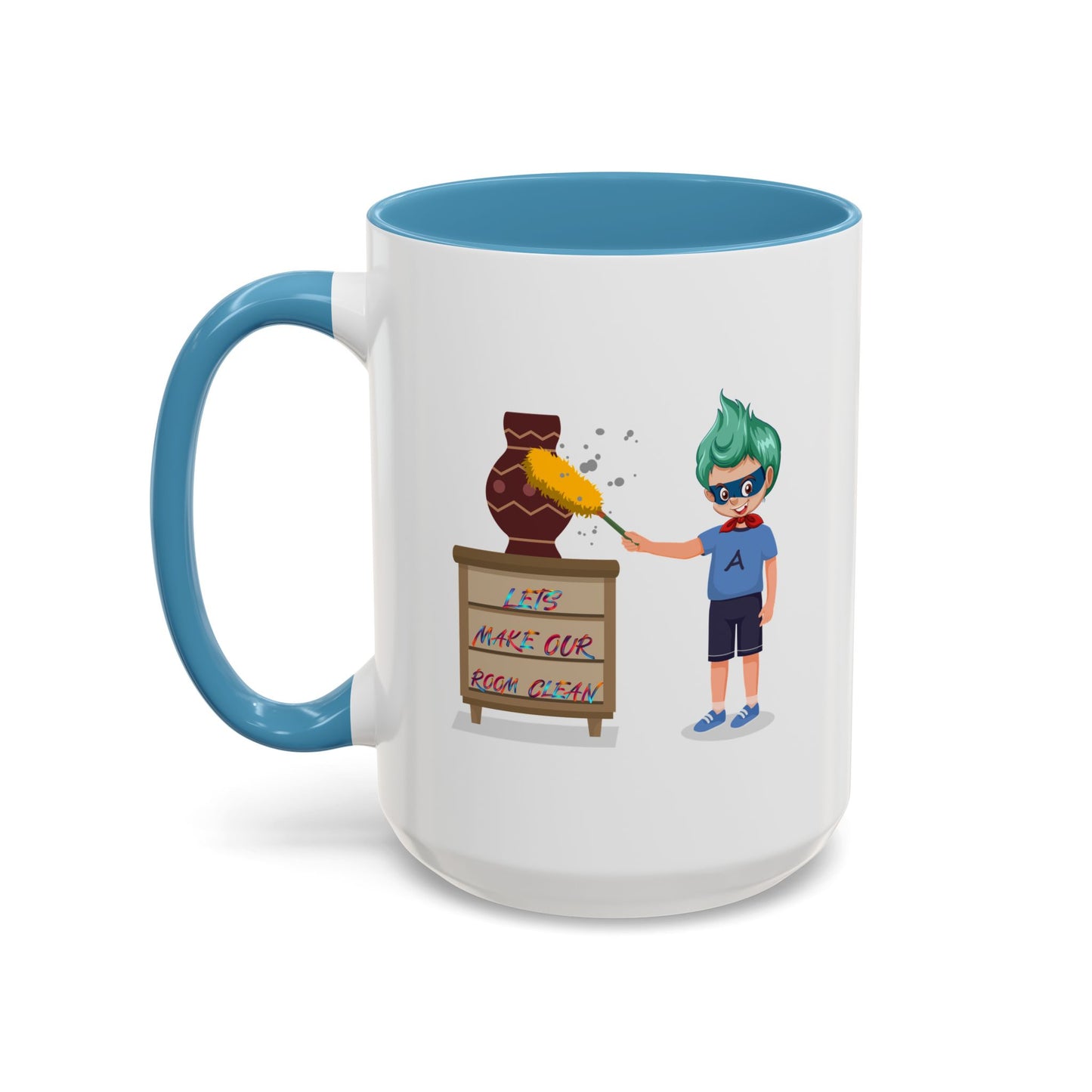 Accent Coffee Mug - Super kiddo cleaning a vase