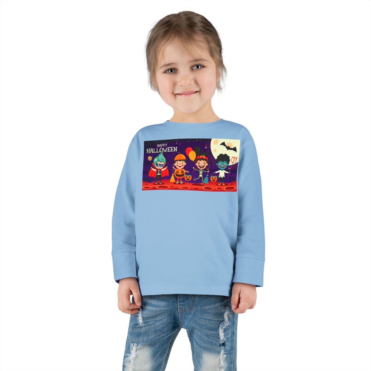 Toddler Long Sleeve Tee - Super kiddo with friends on holloween