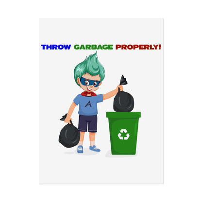 Rolled Posters - Super kiddo taking trash out - [[{"value":"Wonderwear Kid"}]]