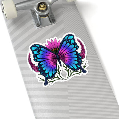 Kiss-Cut Vinyl Decals - Butterfly on the flower Printify