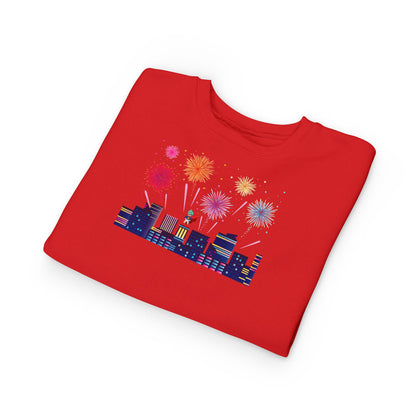 Toddler Sweatshirt - Super kiddo with fireworks - [[{"value":"Wonderwear Kid"}]]