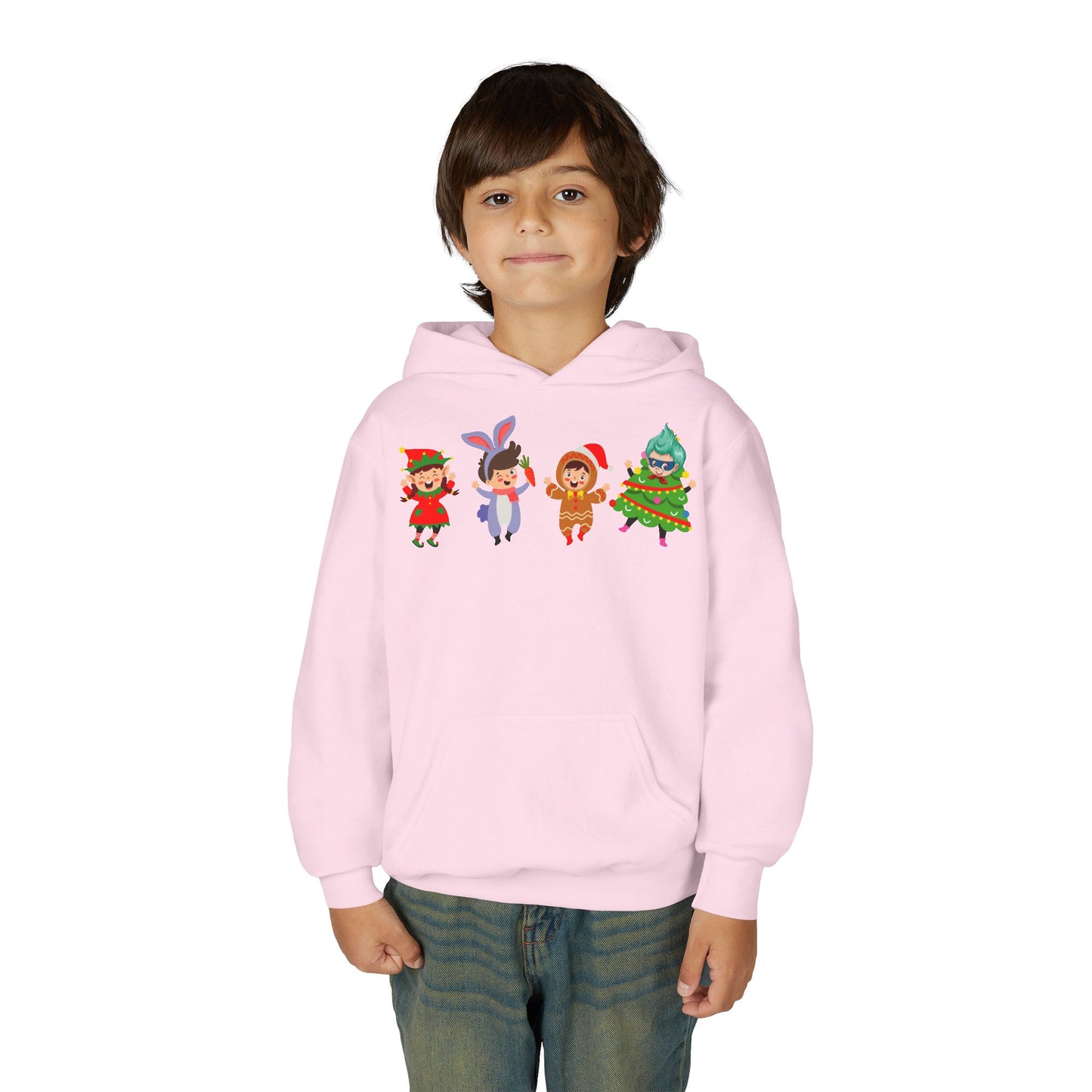 Youth Heavy Blend Hooded Sweatshirt - Super kiddo in christmas tree attire