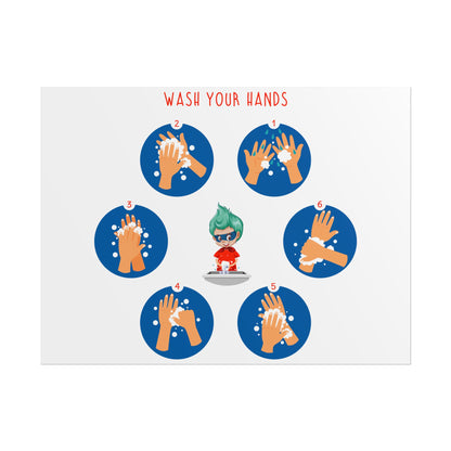 Rolled Posters - Super kiddo teaching how to wash hands - [[{"value":"Wonderwear Kid"}]]