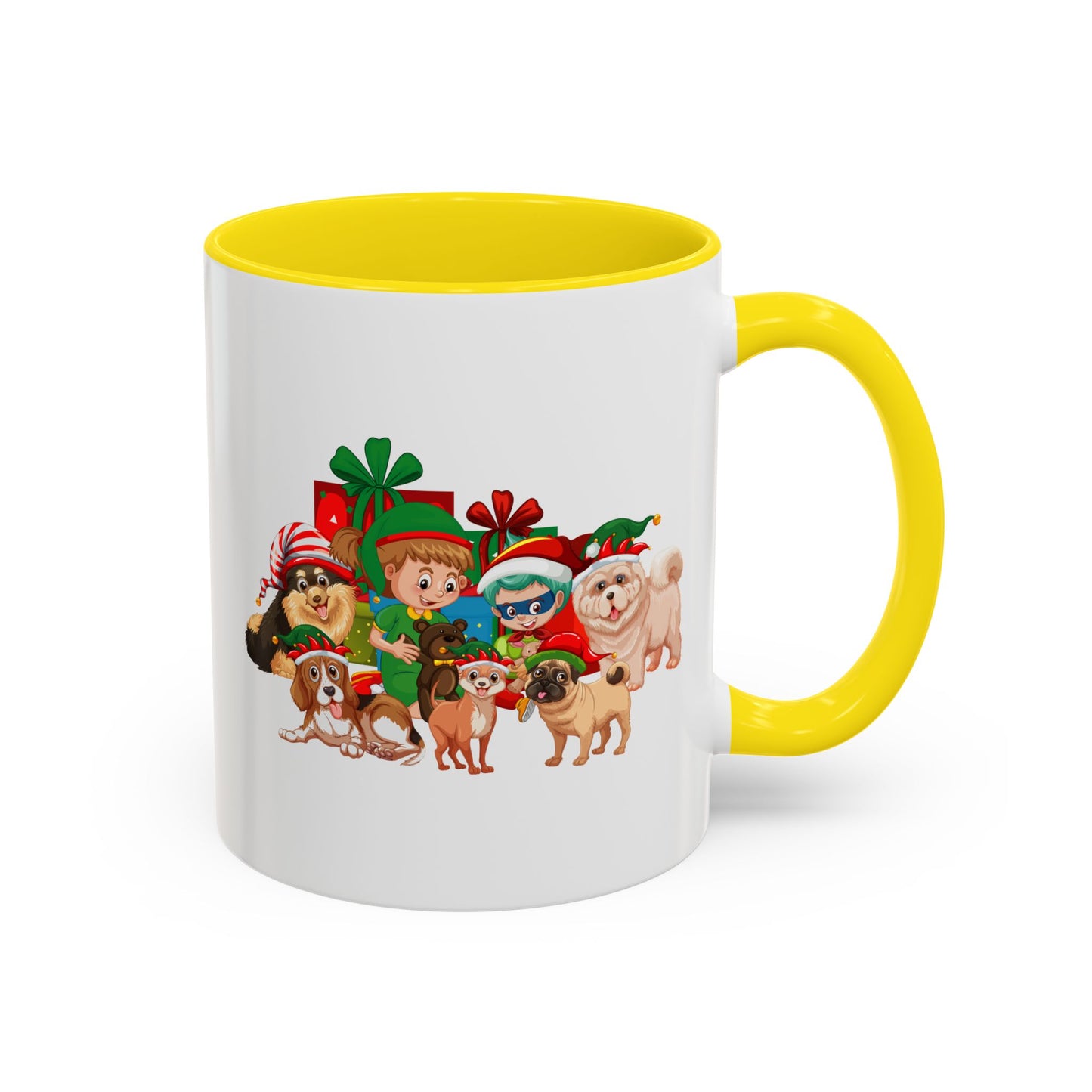 Accent Coffee Mug - Christmas with super kiddo pet friends without text
