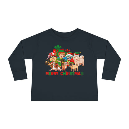 Toddler Long Sleeve Tee - Christmas with super kiddo pet friends with text - [[{"value":"Wonderwear Kid"}]]