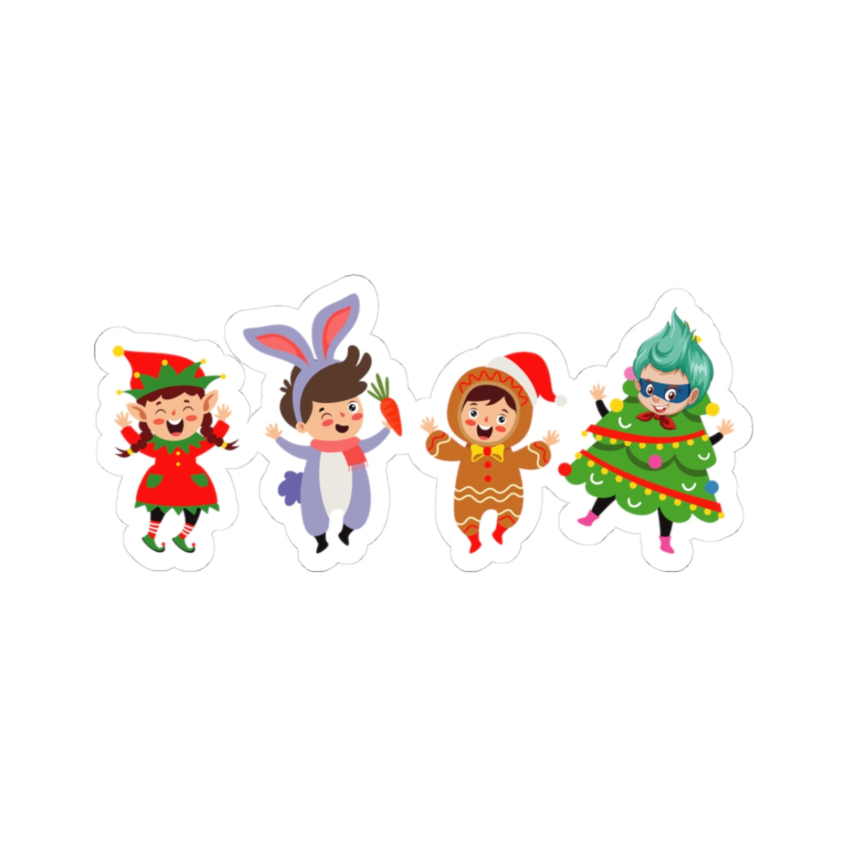 Kiss-Cut Stickers - Super kiddo in christmas tree attire - [[{"value":"Wonderwear Kid"}]]