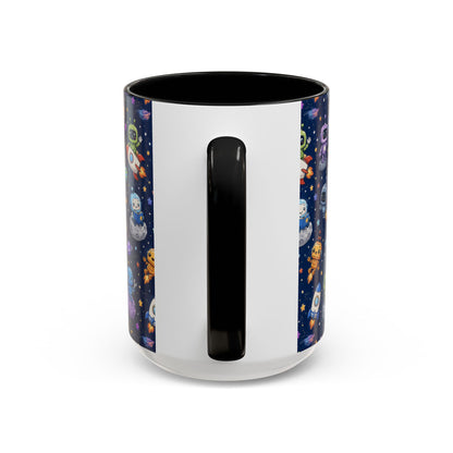 Galactic Robots Accent Coffee Mug — Cute Space Astronaut Pattern (11/15 oz)