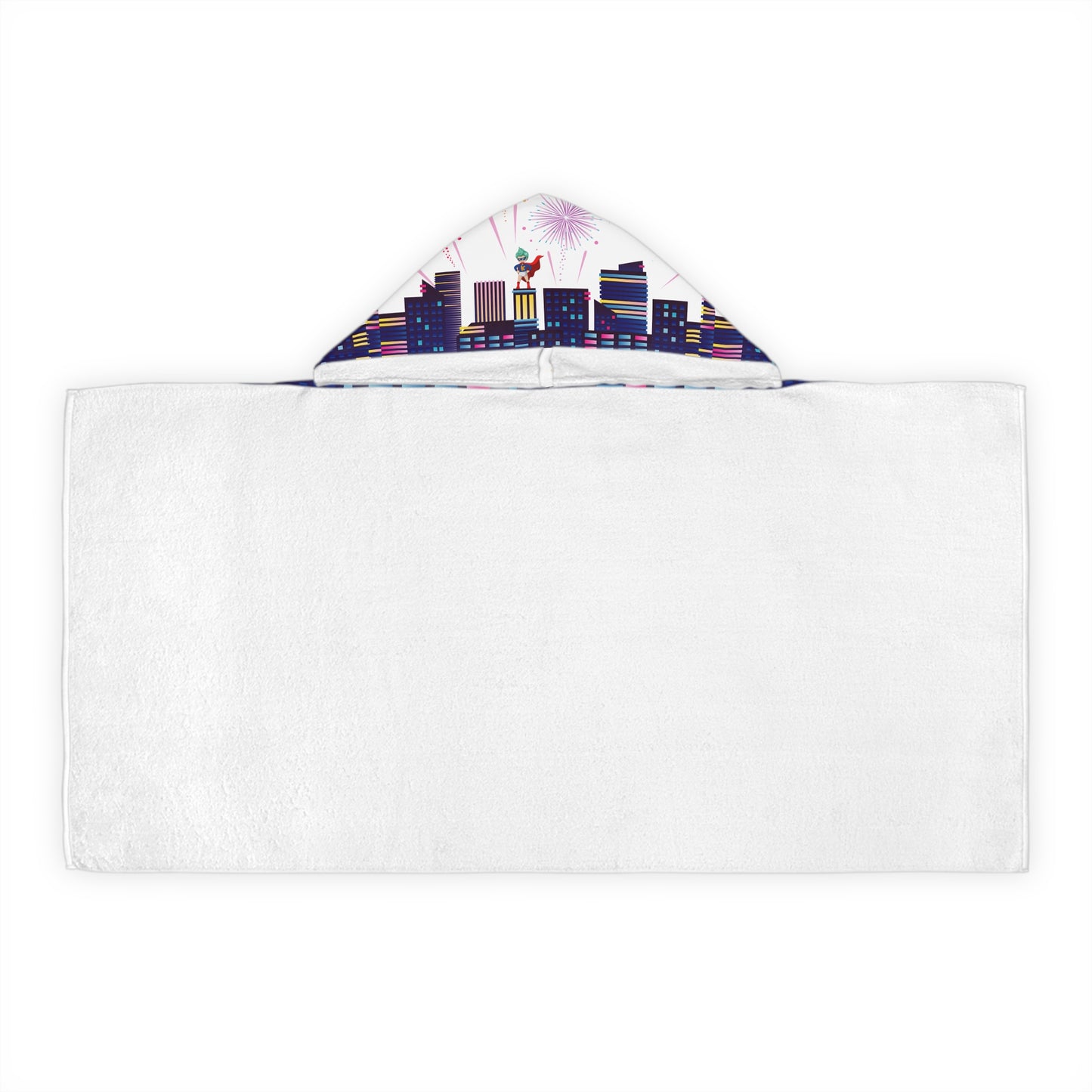 Youth Hooded Towel -  Super kiddo with fireworks