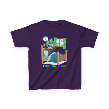 Kids Heavy Cotton™ Tee - Super kiddo teaches us to wake up early - [[{"value":"Wonderwear Kid"}]]