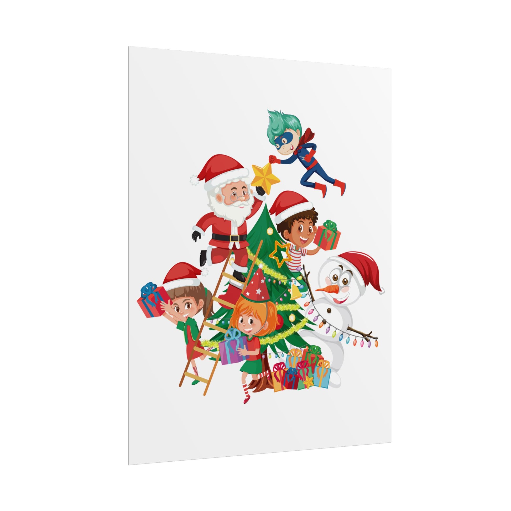 Rolled Posters - Super kiddo making christmas tree - [[{"value":"Wonderwear Kid"}]]