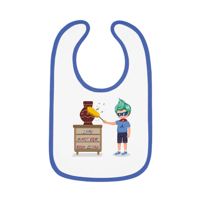 Baby Bib - Super kiddo cleaning a vase - [[{"value":"Wonderwear Kid"}]]
