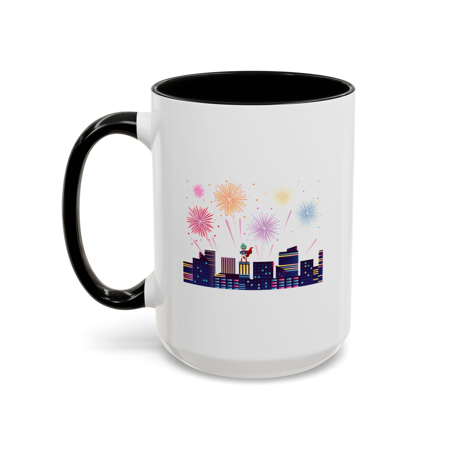 Accent Coffee Mug - Super kiddo with fireworks