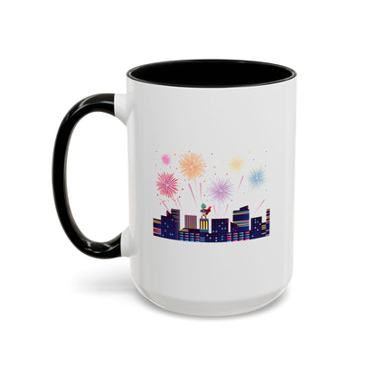Accent Coffee Mug - Super kiddo with fireworks - [[{"value":"Wonderwear Kid"}]]