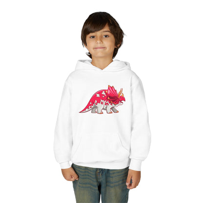 Youth hoodie with fun triceratops dinosaur design Printify