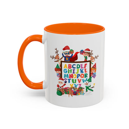 Accent Coffee Mug - Christmas alphabet with super kiddo - [[{"value":"Wonderwear Kid"}]]