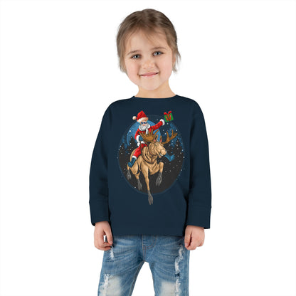 Toddler Long Sleeve Tee - Super kiddo riding a reindeer - [[{"value":"Wonderwear Kid"}]]