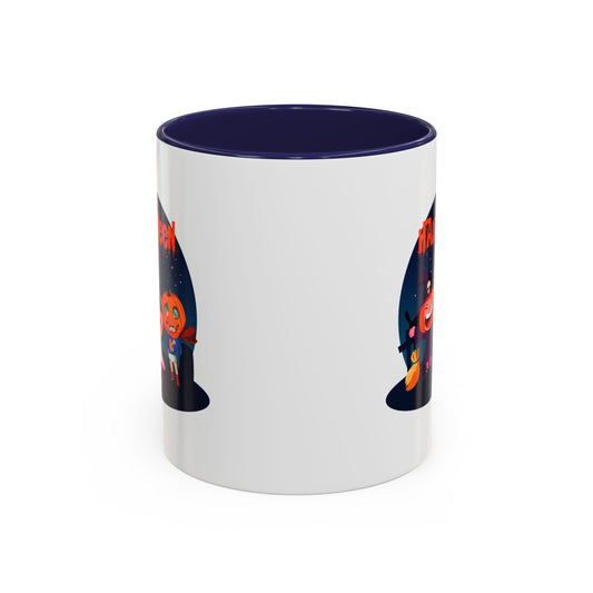 Accent Coffee Mug - Super kiddo wearing pumpkin - [[{"value":"Wonderwear Kid"}]]