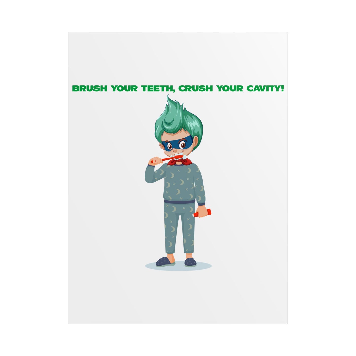 Rolled Posters - Super kiddo brushing teeth - [[{"value":"Wonderwear Kid"}]]