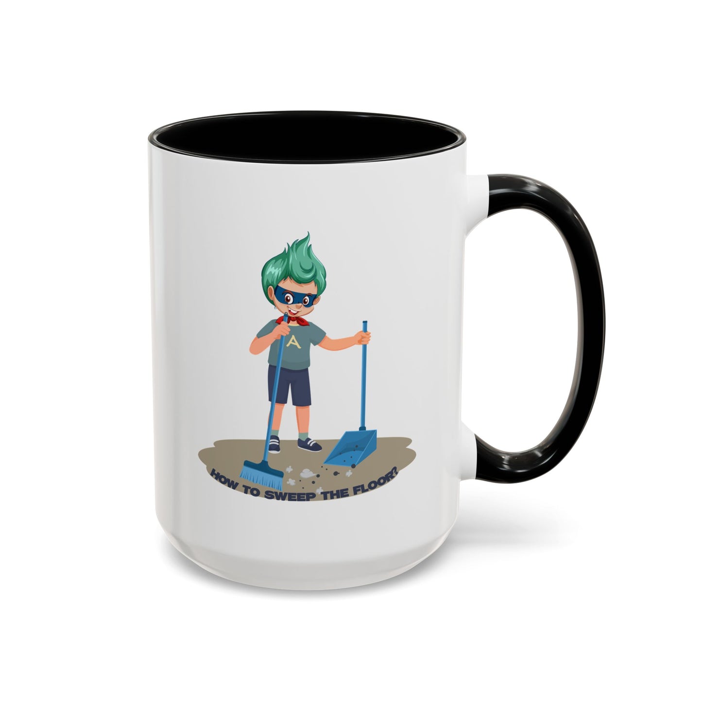 Accent Coffee Mug - Super kiddo sweeping floor